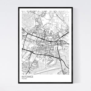 Katowice City Map Print