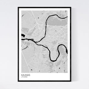 Kaunas City Map Print