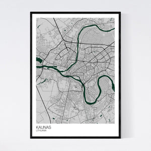 Kaunas City Map Print