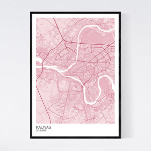 Kaunas City Map Print