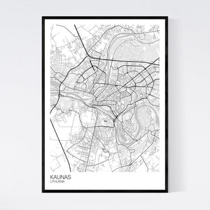 Kaunas City Map Print