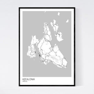 Kefalonia Island Map Print