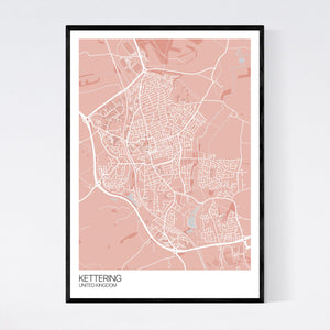 Kettering City Map Print