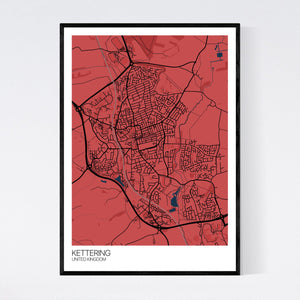 Kettering City Map Print