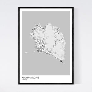 Kho Pha Ngan Island Map Print