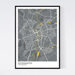 Kidderminster City Map Print