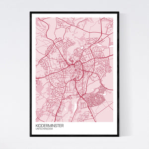 Kidderminster City Map Print