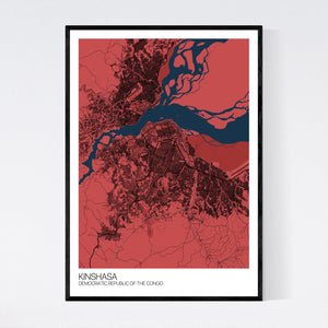 Kinshasa City Map Print