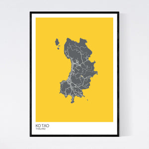 Ko Tao Island Map Print