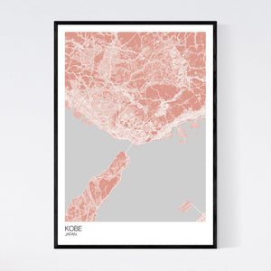 Kobe City Map Print