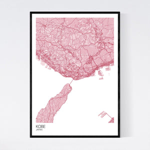 Kobe City Map Print
