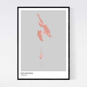 Koh Phi Phi Island Map Print
