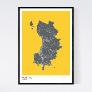 Koh Tao Island Map Print