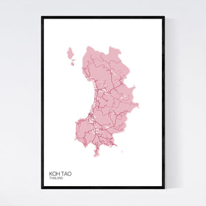 Koh Tao Island Map Print