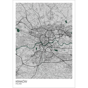 Map of Kraków, Poland