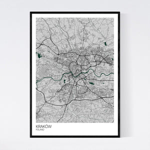 Map of Kraków, Poland