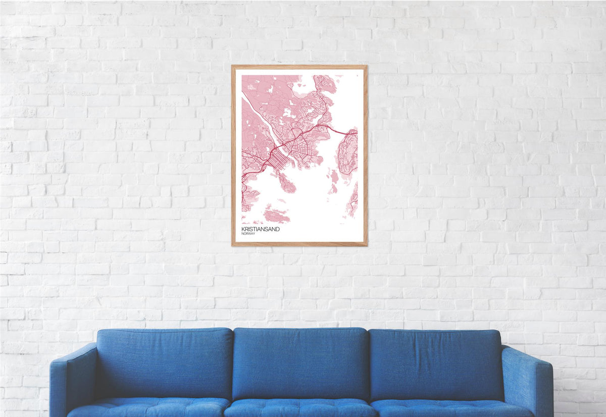 Kristiansand Map Art Print Free International Shipping! Mapply.co