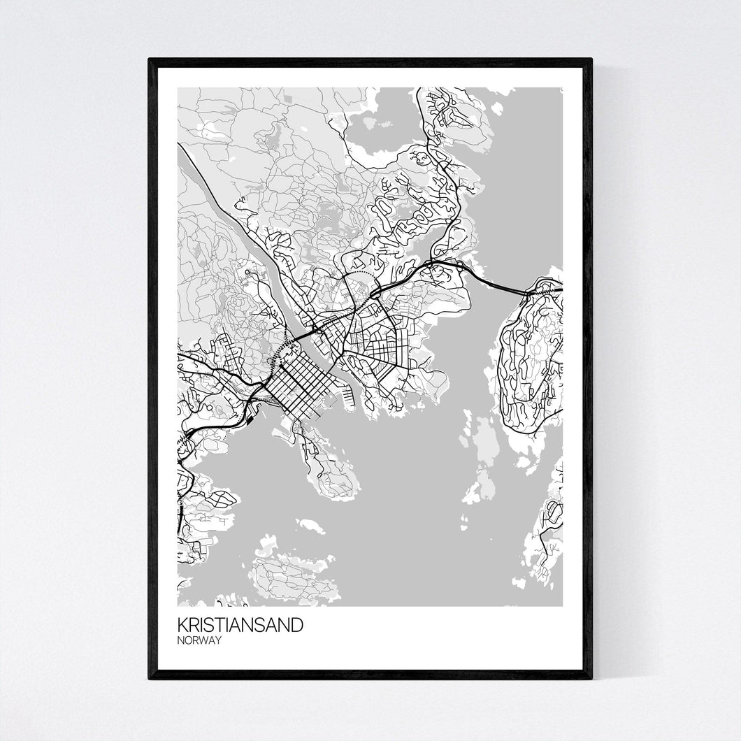 Kristiansand City Map Print