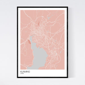 Kunming City Map Print