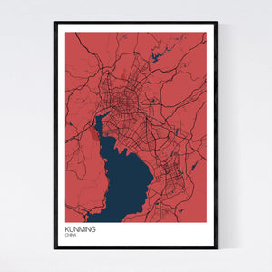Kunming City Map Print