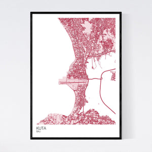 Kuta Town Map Print