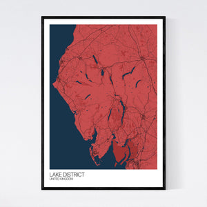 Lake District Region Map Print
