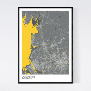 Lancashire Region Map Print