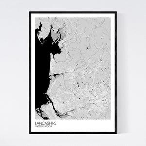 Lancashire Region Map Print