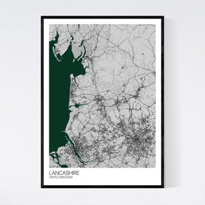 Lancashire Region Map Print