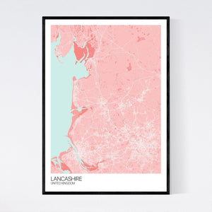 Lancashire Region Map Print