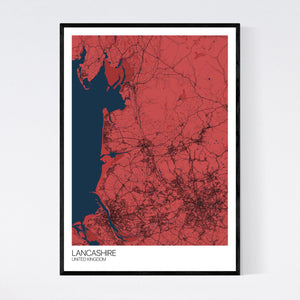 Lancashire Region Map Print