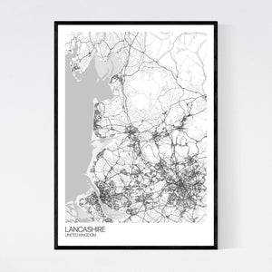 Lancashire Region Map Print