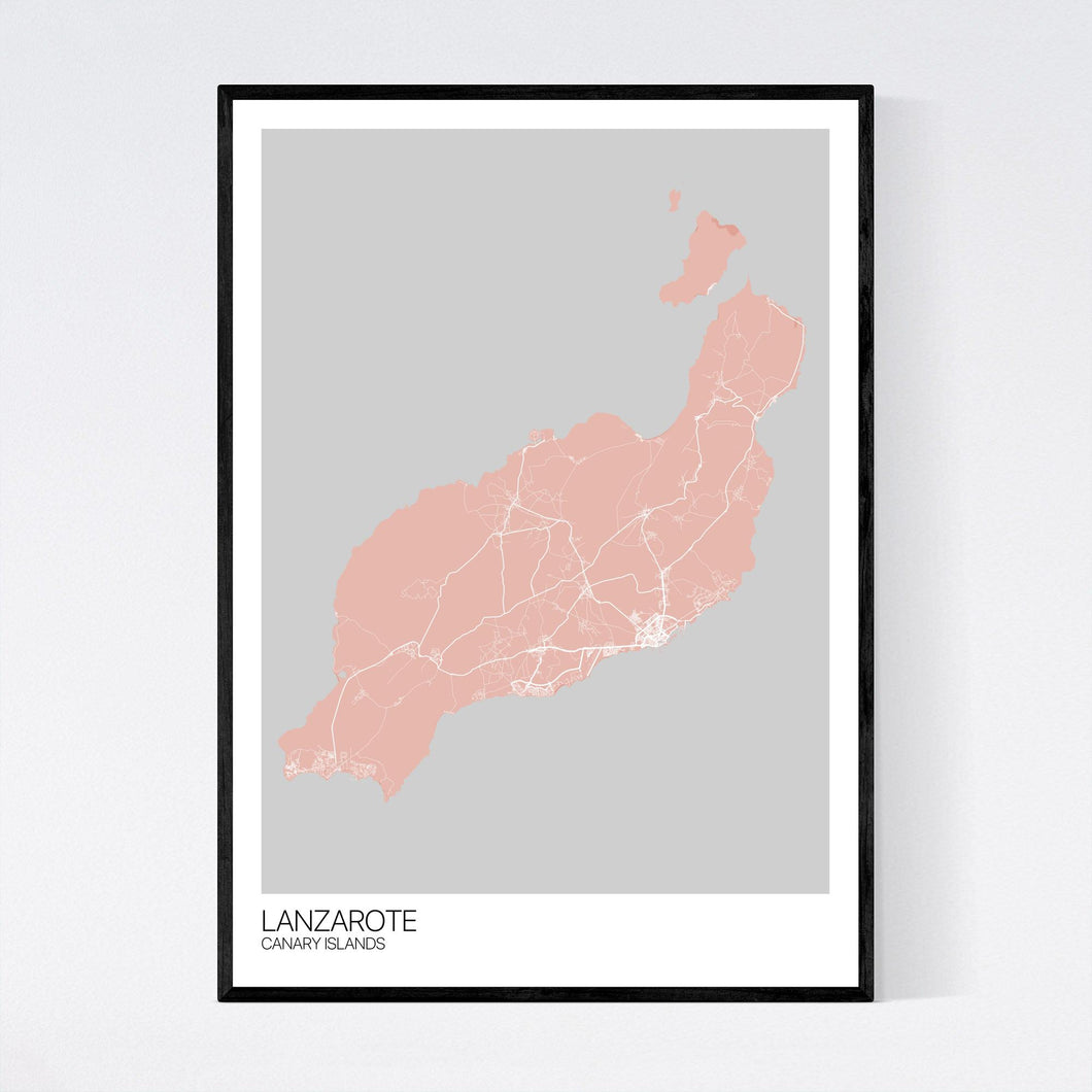 Lanzarote Island Map Print