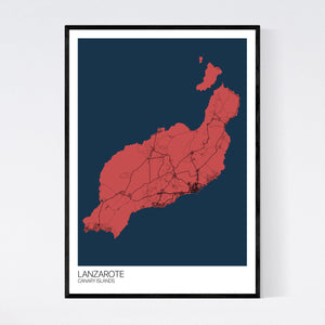 Lanzarote Island Map Print
