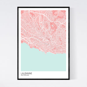 Lausanne City Map Print