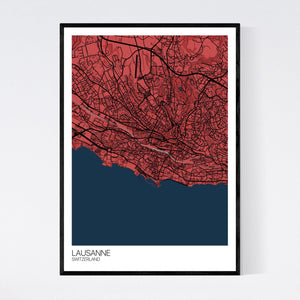 Lausanne City Map Print