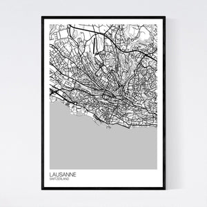 Lausanne City Map Print