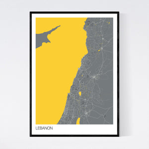 Lebanon Country Map Print