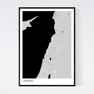 Lebanon Country Map Print