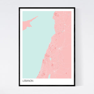 Lebanon Country Map Print