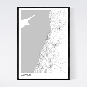 Lebanon Country Map Print