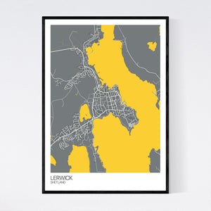 Lerwick Town Map Print