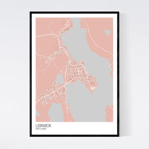 Lerwick Town Map Print