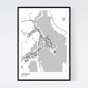 Lerwick Town Map Print