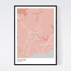 Leuchars Town Map Print