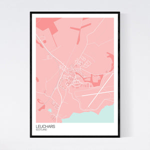 Leuchars Town Map Print
