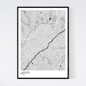 Limoges City Map Print