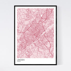 Limoges City Map Print