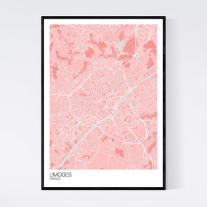 Limoges City Map Print