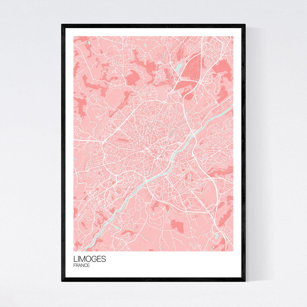 Limoges City Map Print